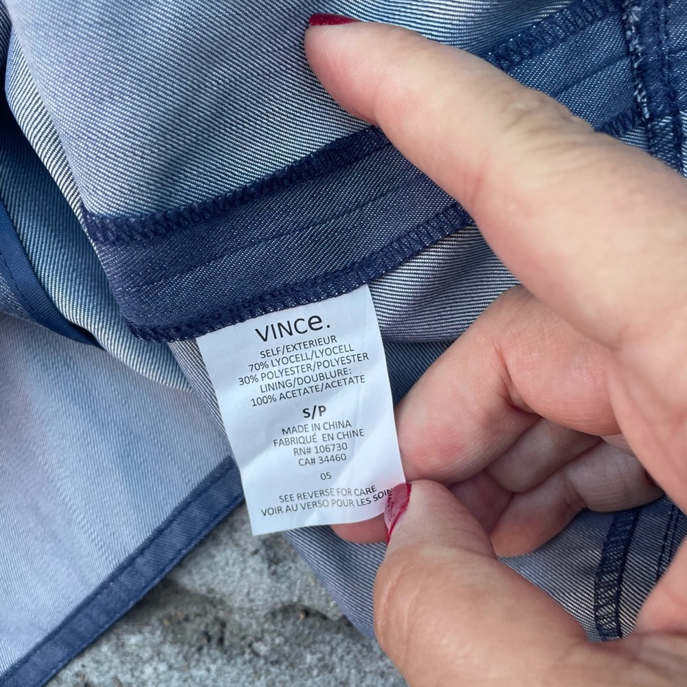 Vince Denim Blue Boxy Drop Shoulder Blouse Size small   Top - Picture 7 of 7